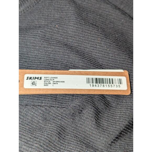 SKIMS Soft Lounge Long Ribbed Slip Dress Onyx AP-DRS-0596 Size Large - Picture 6 of 11